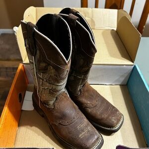 Brown and Camouflage Cowboy Boots